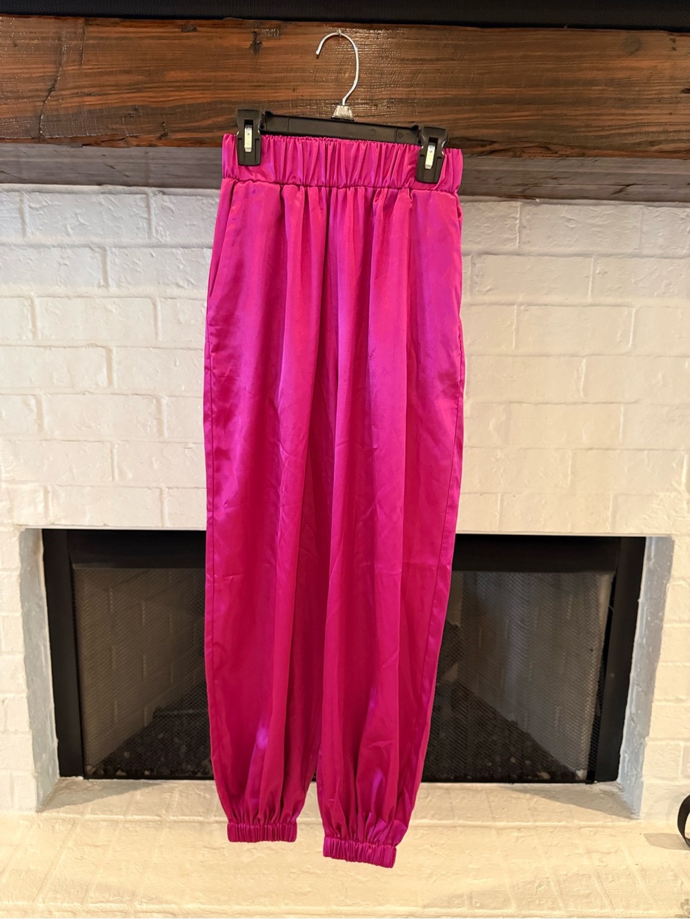 Women's Fuchsia Elastic-Waist Track Pants